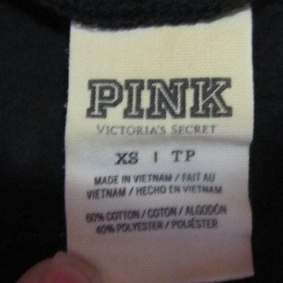 Victorias Secret Pink Black Tank Top sz XS Pink Brand sz extra Small T shirt Top - Picture 3 of 4